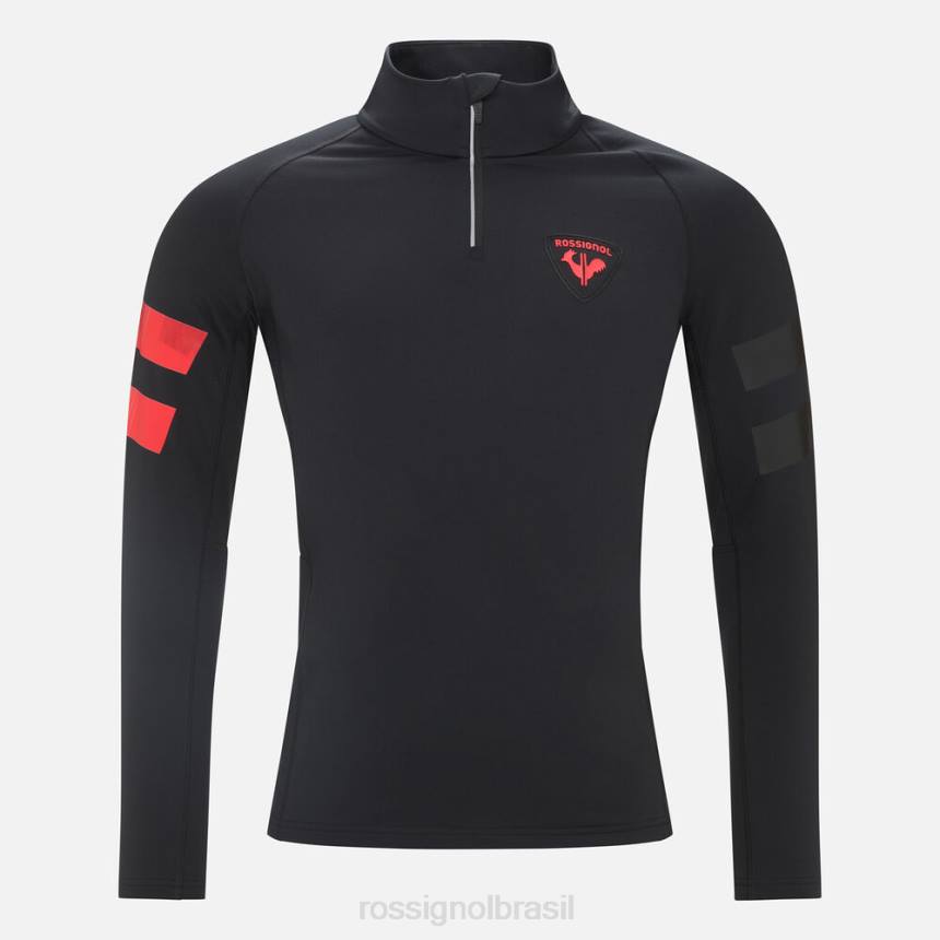 topos Rossignol blusa de lã com meio zíper hero clássica preto homens XP60115