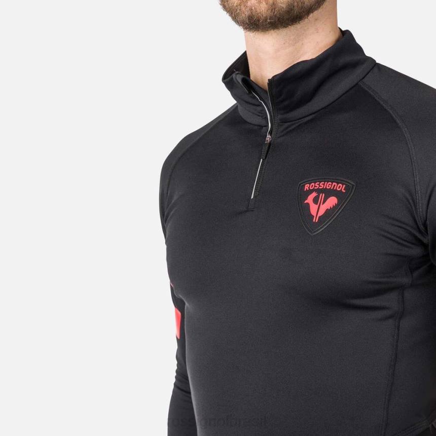 topos Rossignol blusa de lã com meio zíper hero clássica preto homens XP60115