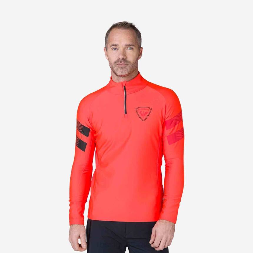 topos Rossignol blusa de lã com meio zíper hero clássica vermelho néon homens XP60608