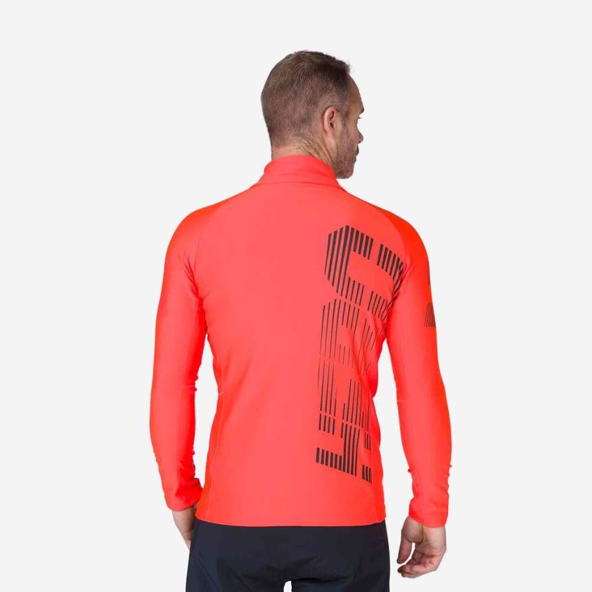 topos Rossignol blusa de lã com meio zíper hero clássica vermelho néon homens XP60608