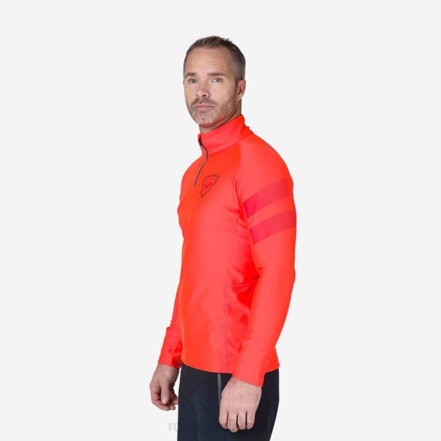 topos Rossignol blusa de lã com meio zíper hero clássica vermelho néon homens XP60608