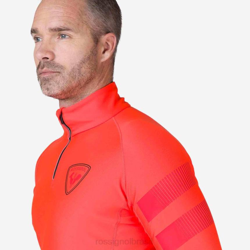 topos Rossignol blusa de lã com meio zíper hero clássica vermelho néon homens XP60608