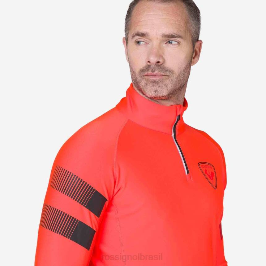 topos Rossignol blusa de lã com meio zíper hero clássica vermelho néon homens XP60608