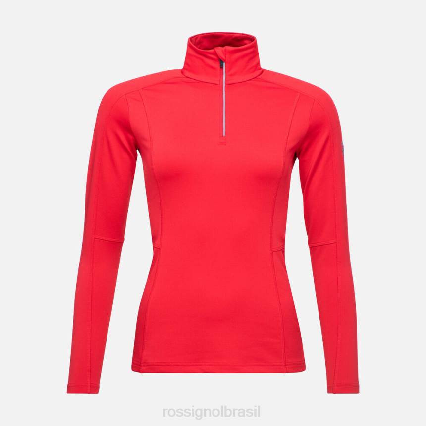 topos Rossignol camada clássica de 1/2 zip vermelho esportivo mulheres XP60738