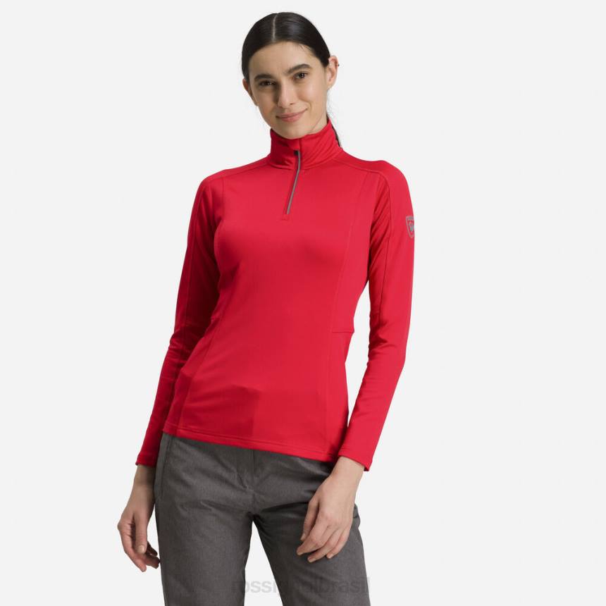 topos Rossignol camada clássica de 1/2 zip vermelho esportivo mulheres XP60738