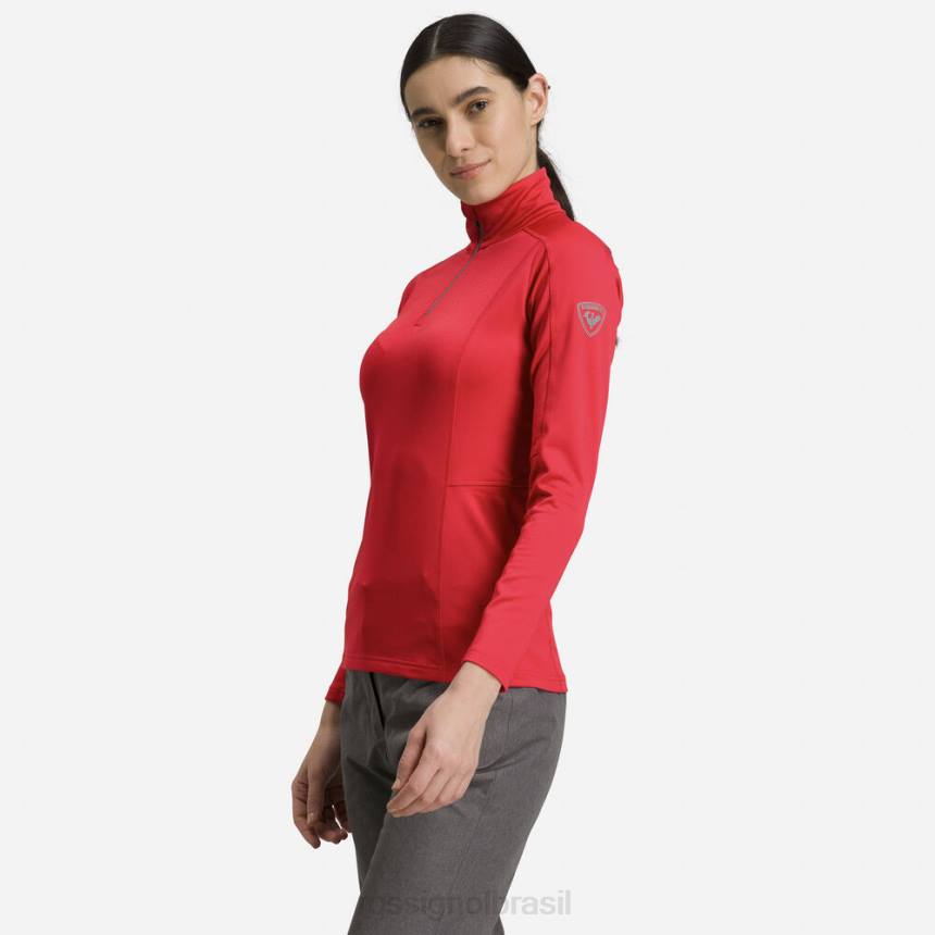 topos Rossignol camada clássica de 1/2 zip vermelho esportivo mulheres XP60738