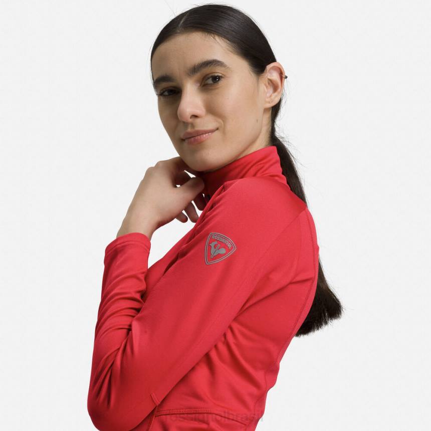 topos Rossignol camada clássica de 1/2 zip vermelho esportivo mulheres XP60738