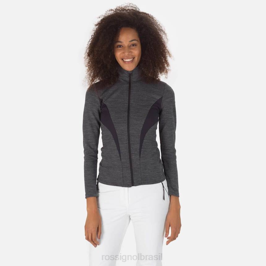 topos Rossignol camada intermediária react merino full-zip preto mulheres XP60736