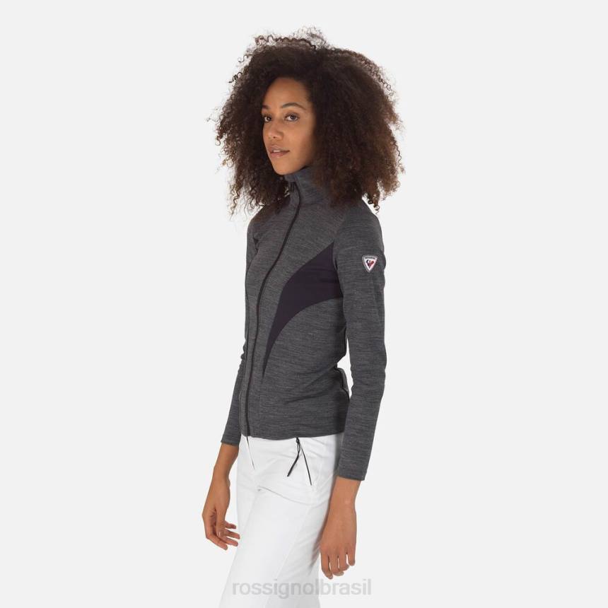 topos Rossignol camada intermediária react merino full-zip preto mulheres XP60736