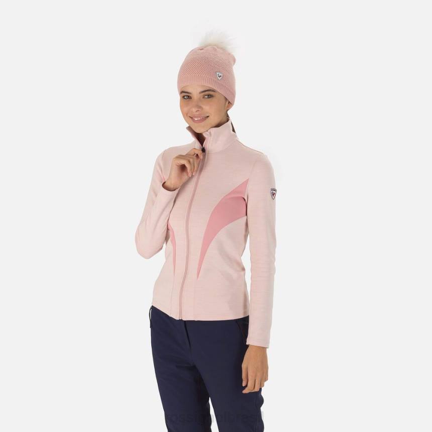 topos Rossignol camada intermediária react merino full-zip rosa pó mulheres XP60742