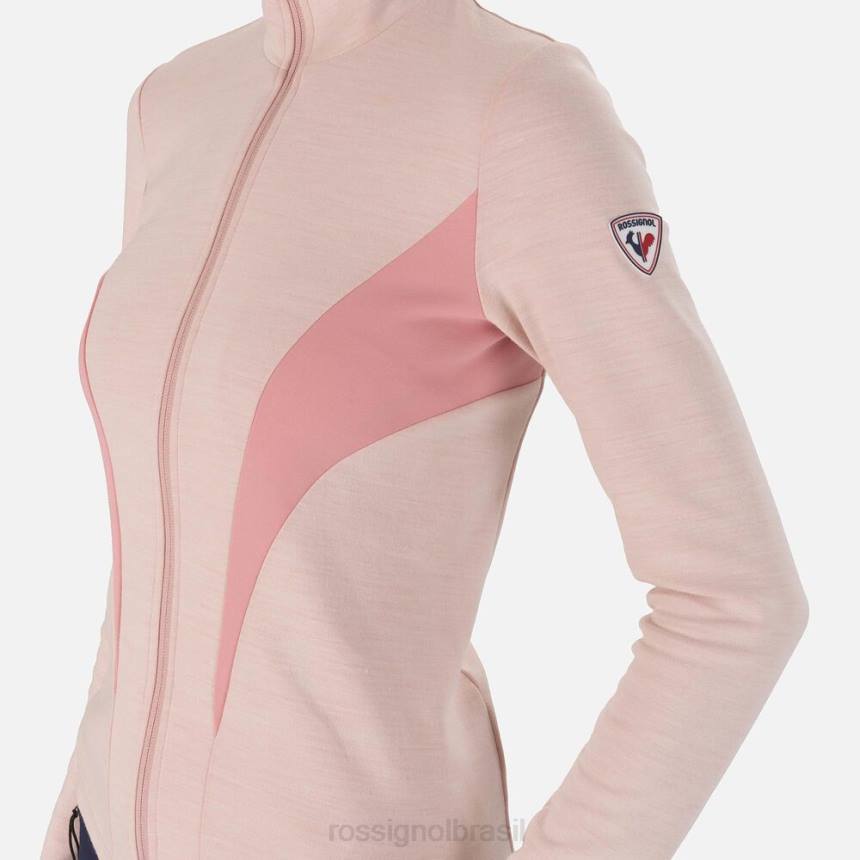 topos Rossignol camada intermediária react merino full-zip rosa pó mulheres XP60742