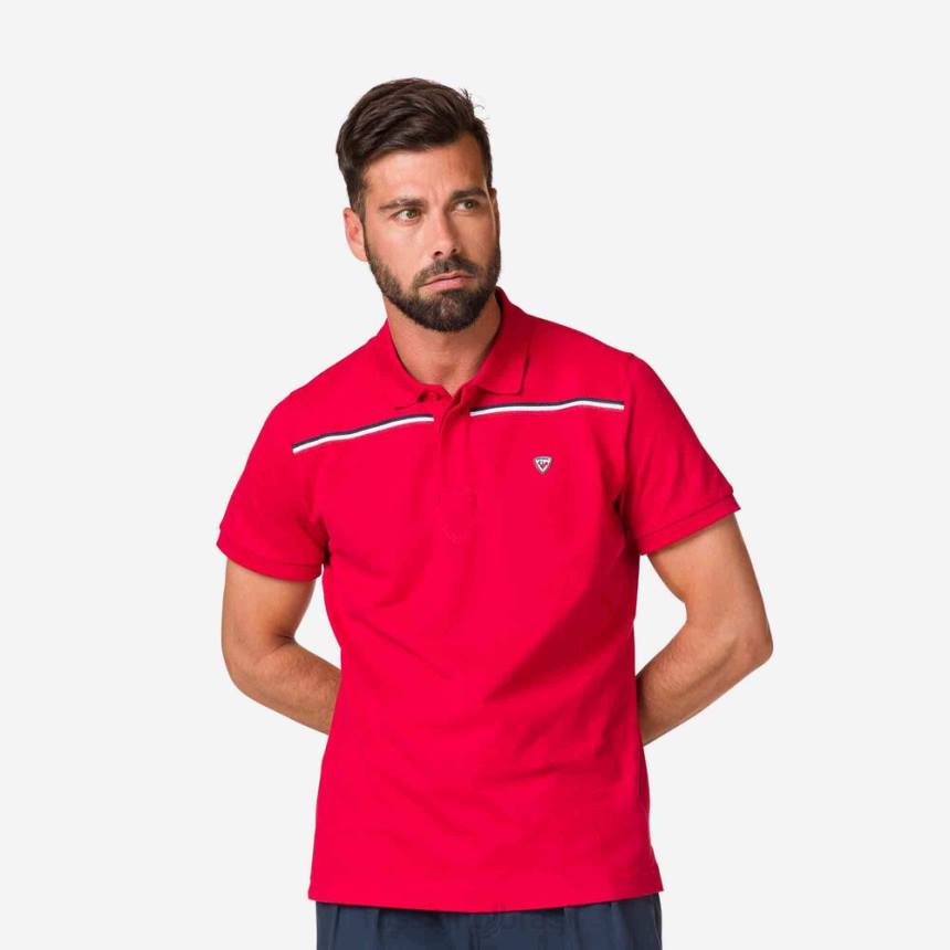 topos Rossignol camisa polo com logo carmim homens XP60504