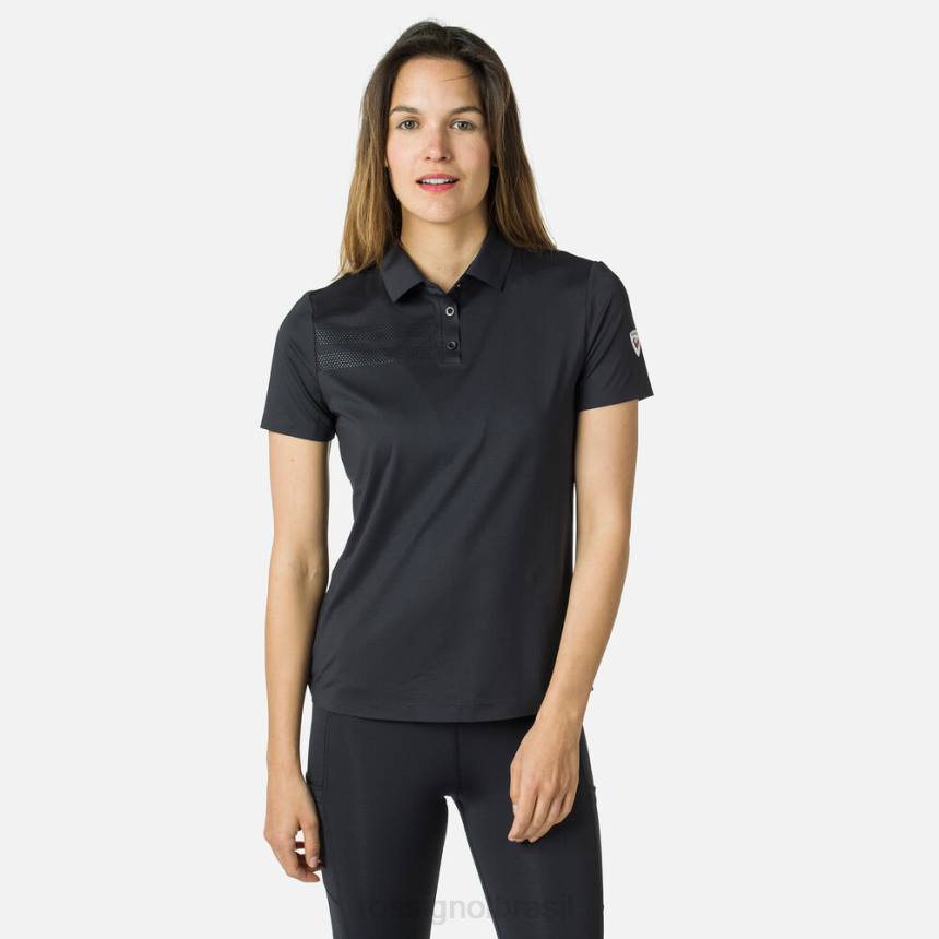 topos Rossignol camisa polo leve e respirável preto mulheres XP60833