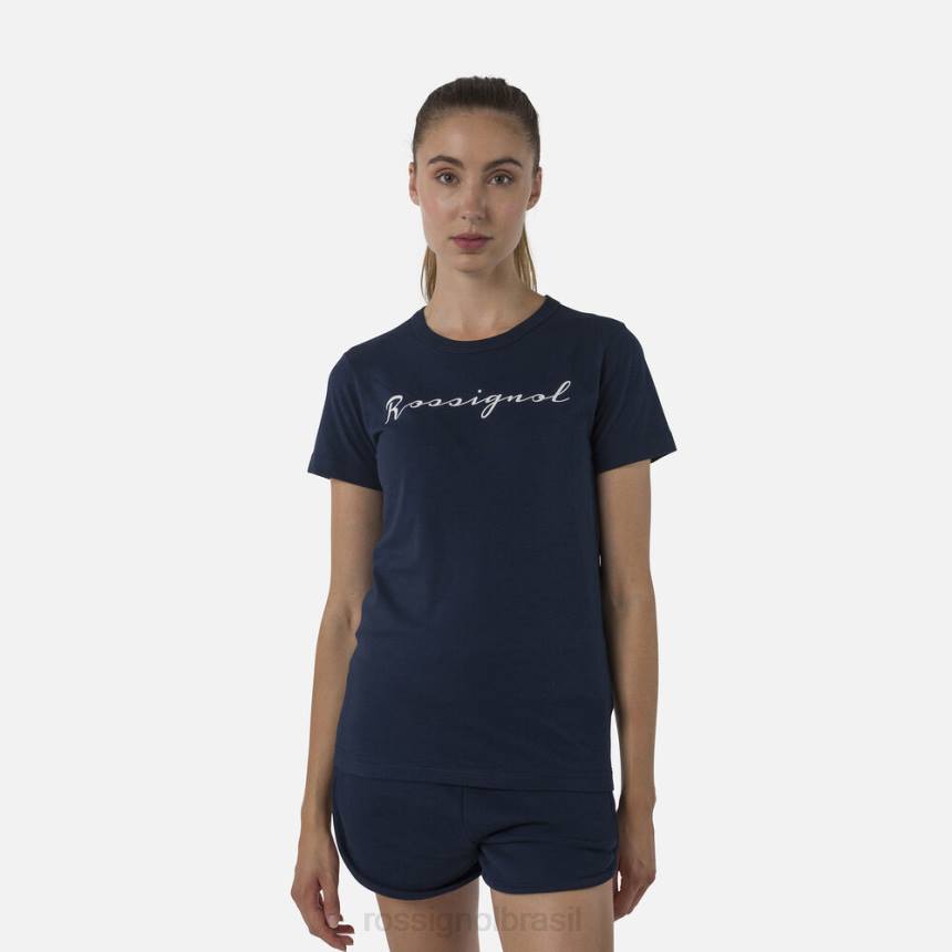 topos Rossignol camiseta com logotipo azul marinho mulheres XP60702