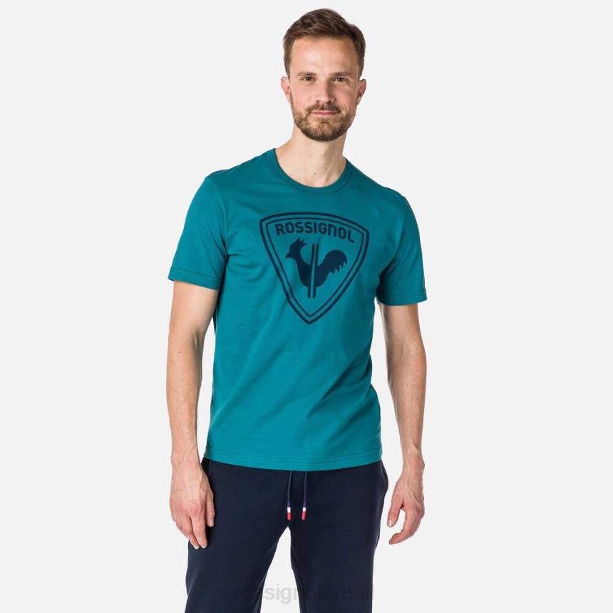 topos Rossignol camiseta com logotipo esmeralda escura homens XP60407