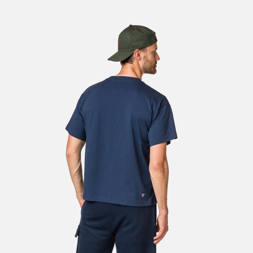 topos Rossignol camiseta confortável com estampa gráfica de algodão azul marinho homens XP60350