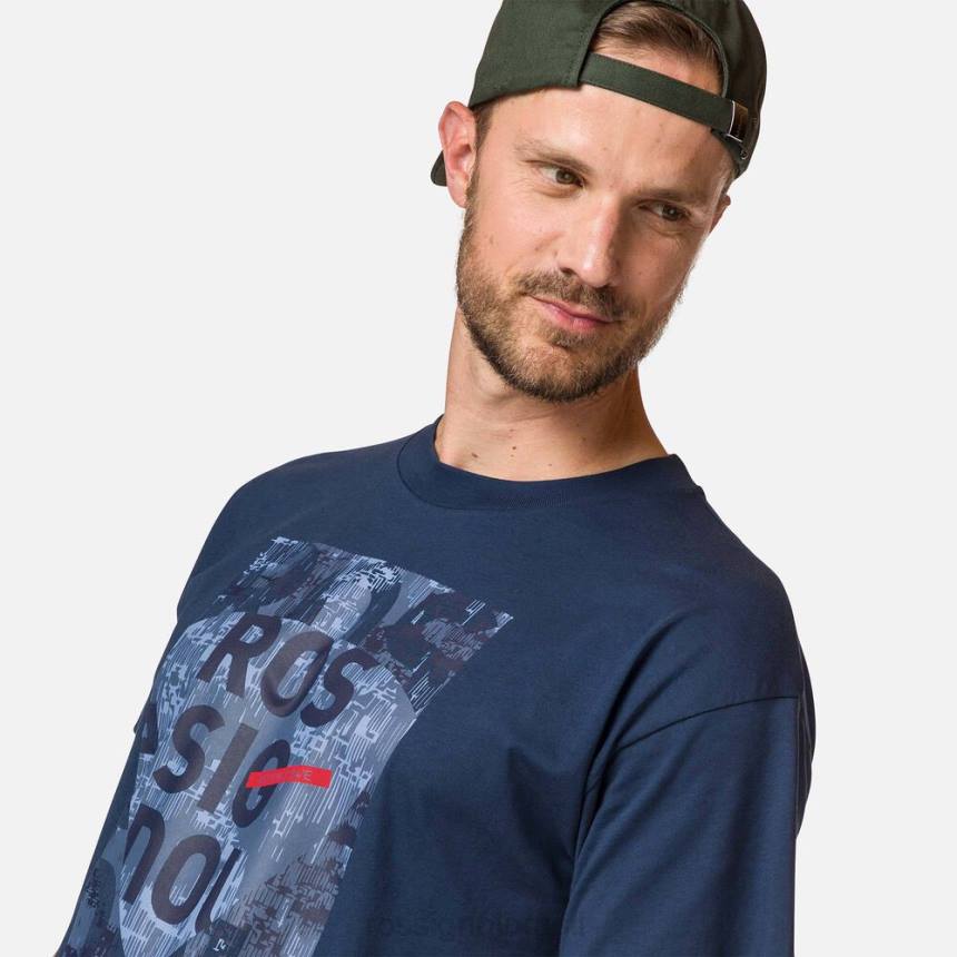 topos Rossignol camiseta confortável com estampa gráfica de algodão azul marinho homens XP60350