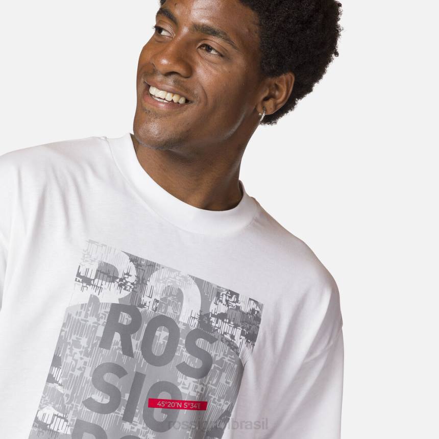 topos Rossignol camiseta confortável com estampa gráfica de algodão branco homens XP6013