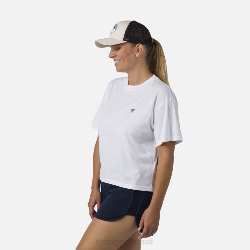 topos Rossignol camiseta cortada branco mulheres XP60716