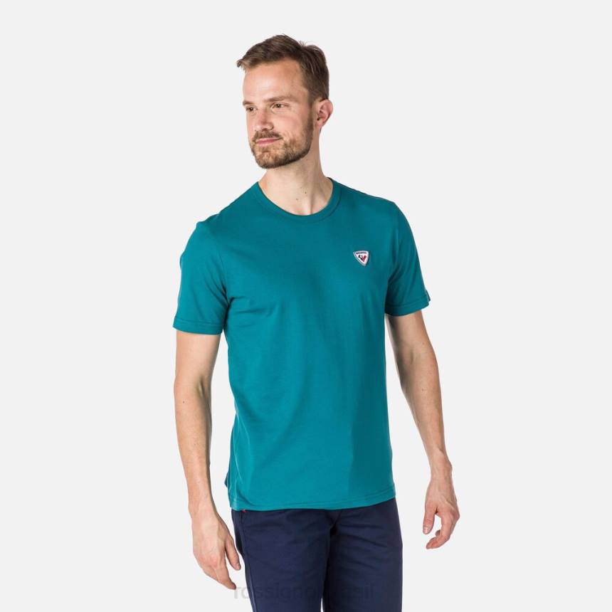 topos Rossignol camiseta lisa com logotipo esmeralda escura homens XP60105