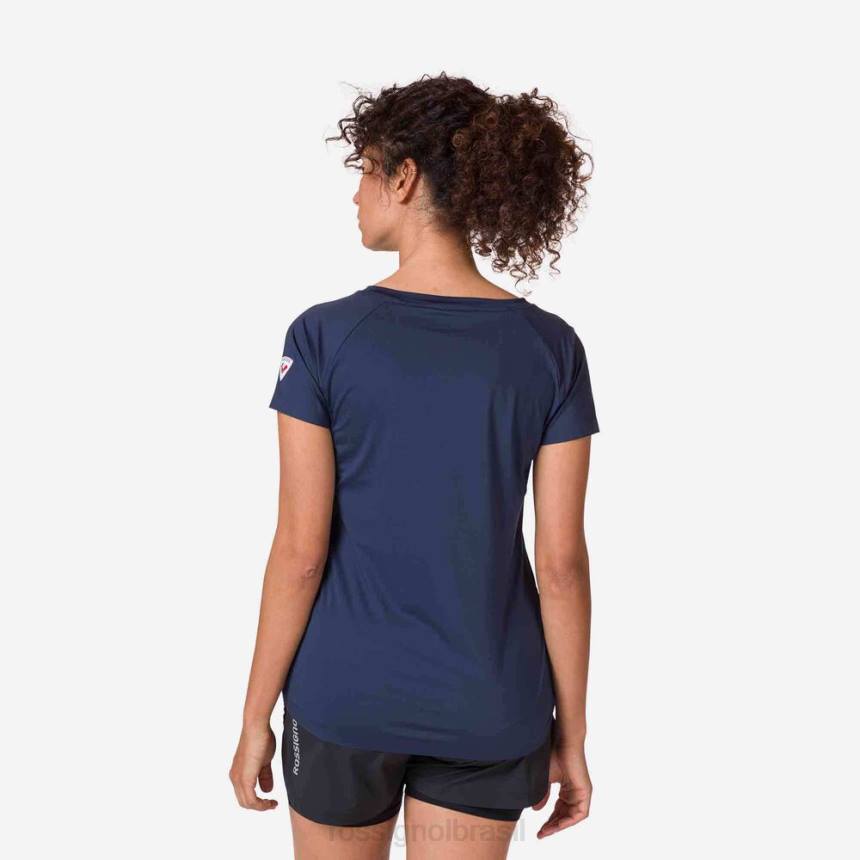 topos Rossignol camiseta tecnológica azul marinho mulheres XP60697