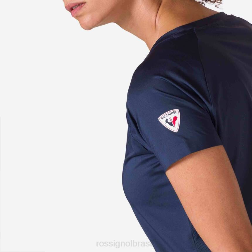 topos Rossignol camiseta tecnológica azul marinho mulheres XP60697