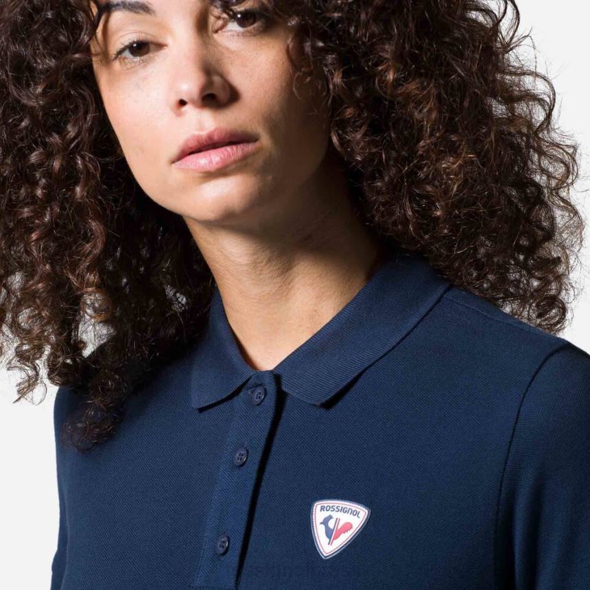 topos Rossignol polo com logotipo azul marinho mulheres XP60909