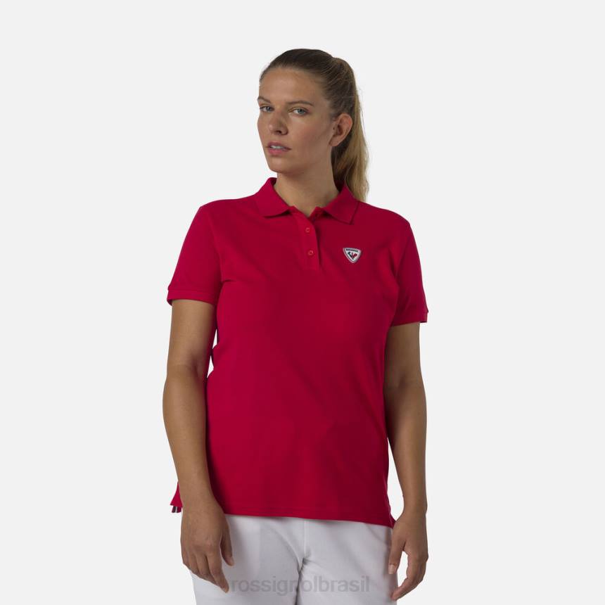 topos Rossignol polo com logotipo carmim mulheres XP60900