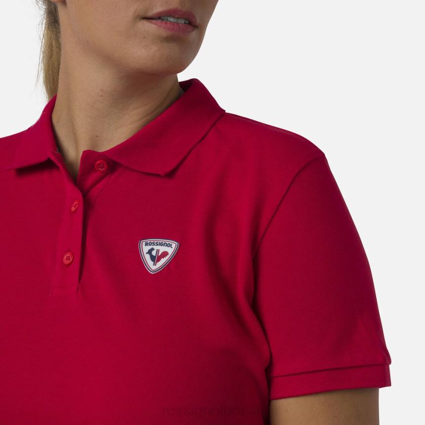 topos Rossignol polo com logotipo carmim mulheres XP60900