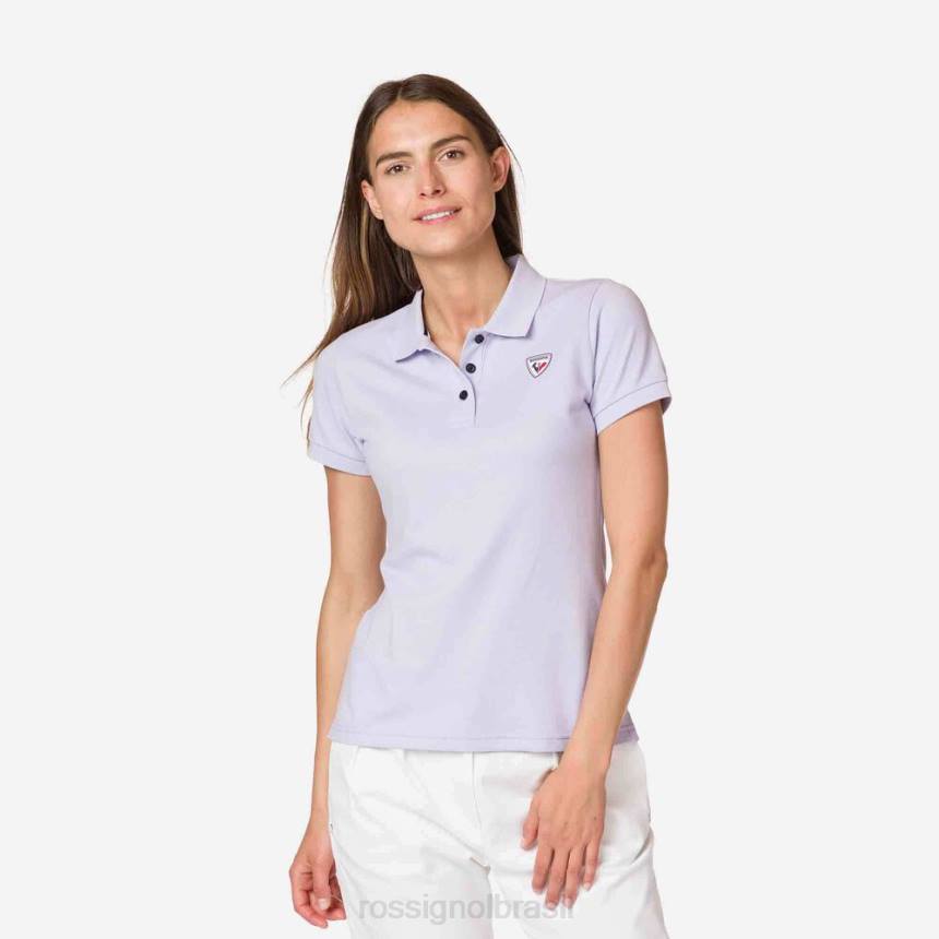 topos Rossignol polo com logotipo cinza lavanda mulheres XP60990