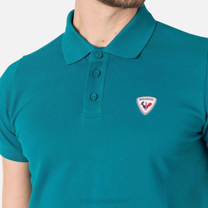 topos Rossignol polo com logotipo esmeralda escura homens XP6033