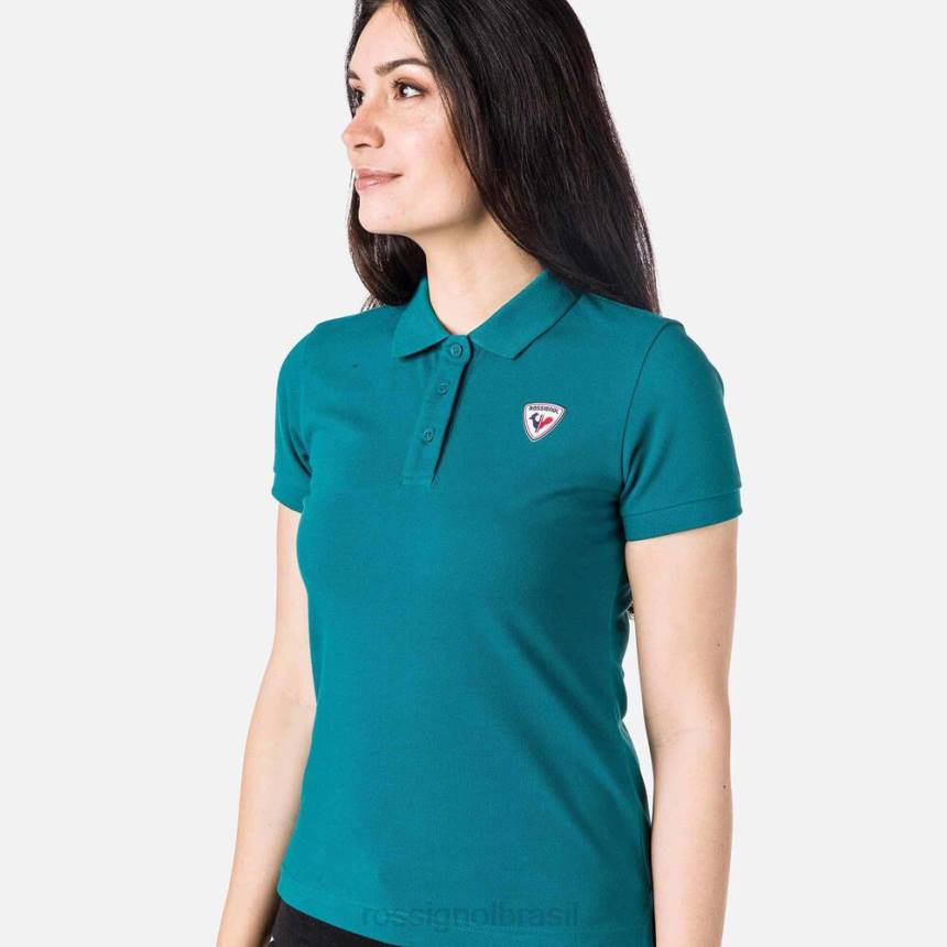 topos Rossignol polo com logotipo esmeralda escura mulheres XP60989