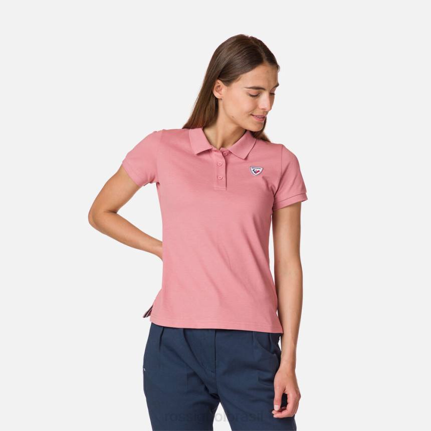 topos Rossignol polo com logotipo parede de rosa mulheres XP60952