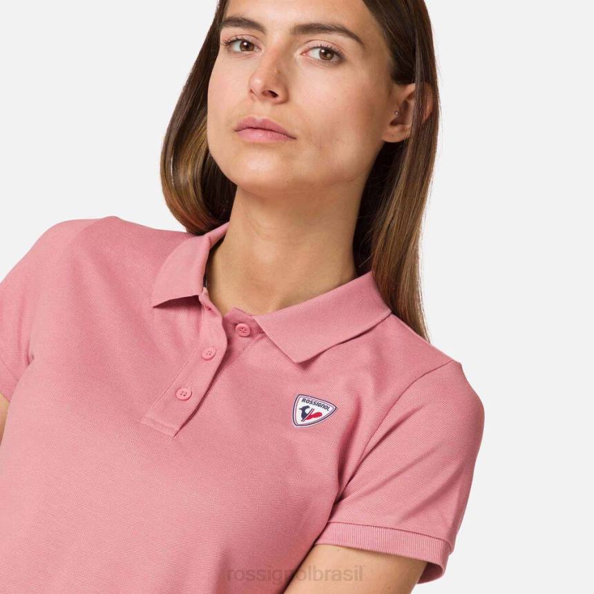 topos Rossignol polo com logotipo parede de rosa mulheres XP60952