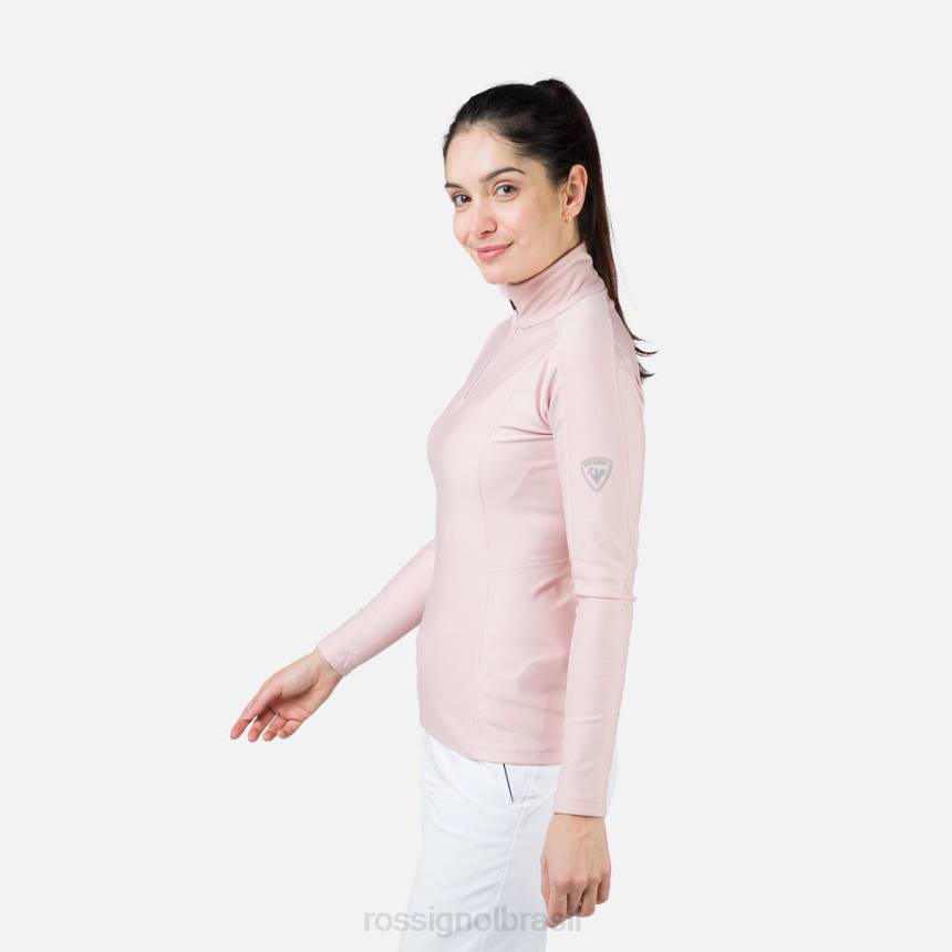 topos Rossignol top clássico de camada base com meio zíper rosa pó mulheres XP601110