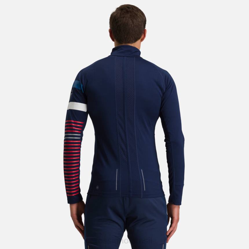 topos Rossignol top de camada base com meio zíper poursuite azul marinho homens XP6058