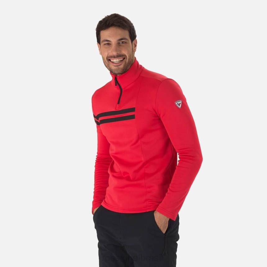 topos Rossignol top resort com meio zíper vermelho esportivo homens XP60579